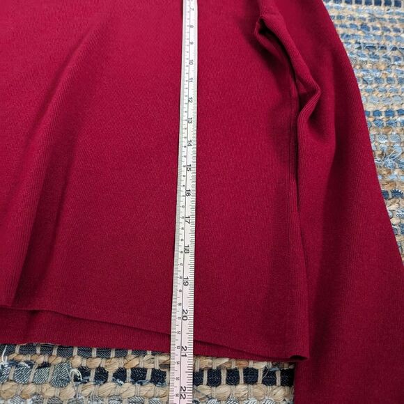 Sweater V-neck M Nylon Red Basic L/S Office Siren Elegant Romantic Stretch - Picture 3 of 6